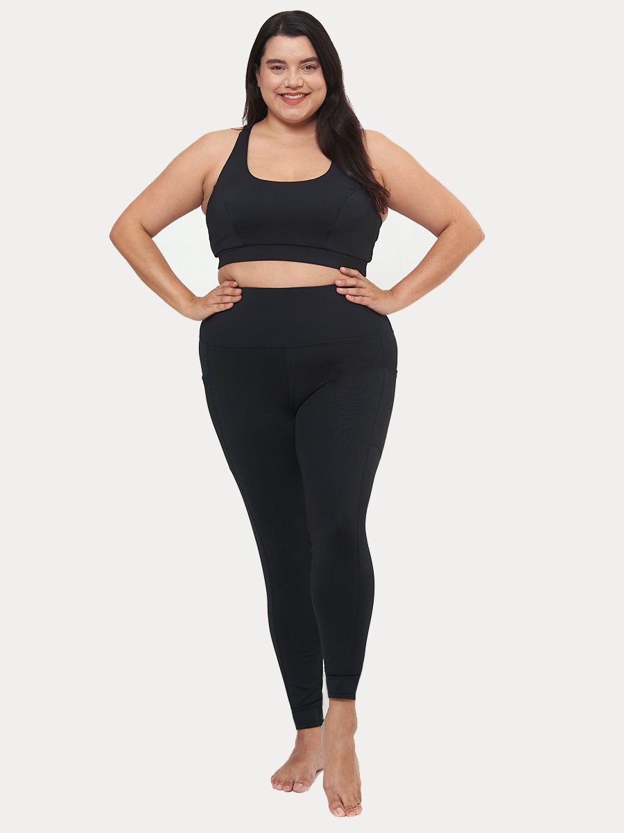 Hi-Rise Square Pocket Leggings - Black Solid