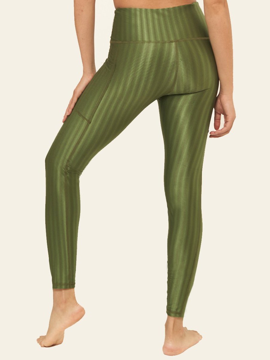 Hi-Rise Square Pocket Leggings - Chive Zap