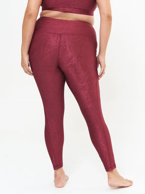 Hi-Rise Square Pocket Leggings - Pomegranate Linear Pattern