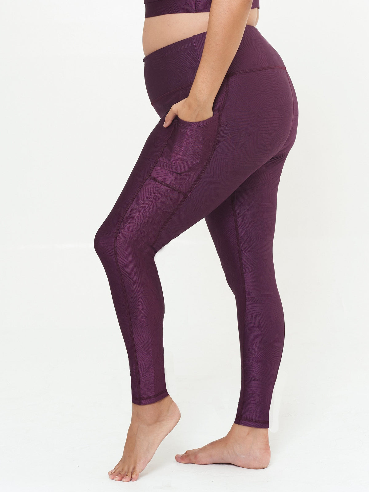 Lola Getts Hi-Rise Square Pocket Leggings - Chive Rib Pattern on Marmalade