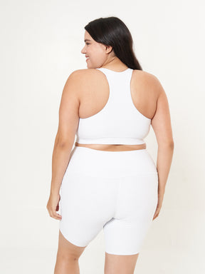 Square Neck Performance Bralette - White Ridges Pattern