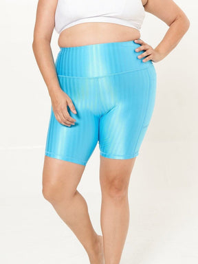 Hi-Rise Square Pocket Biker Short - Sky Blue Zap Pattern