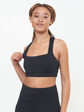 Square Neck Performance Bra - Black Solid