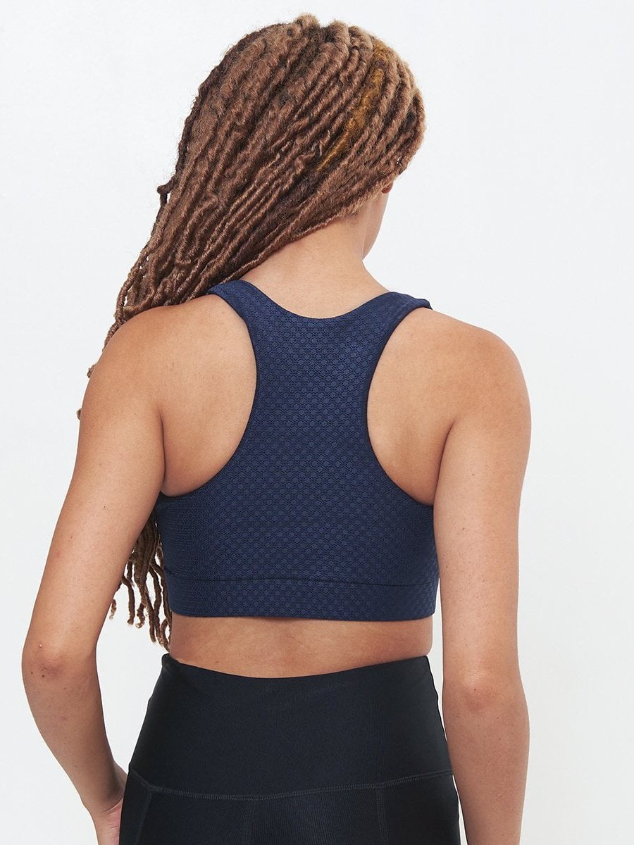 Square Neck Performance Bralette -Midnight Circles Pattern