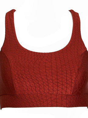 The Cross Back Performance Bra Top - Persimmon Cube Pattern